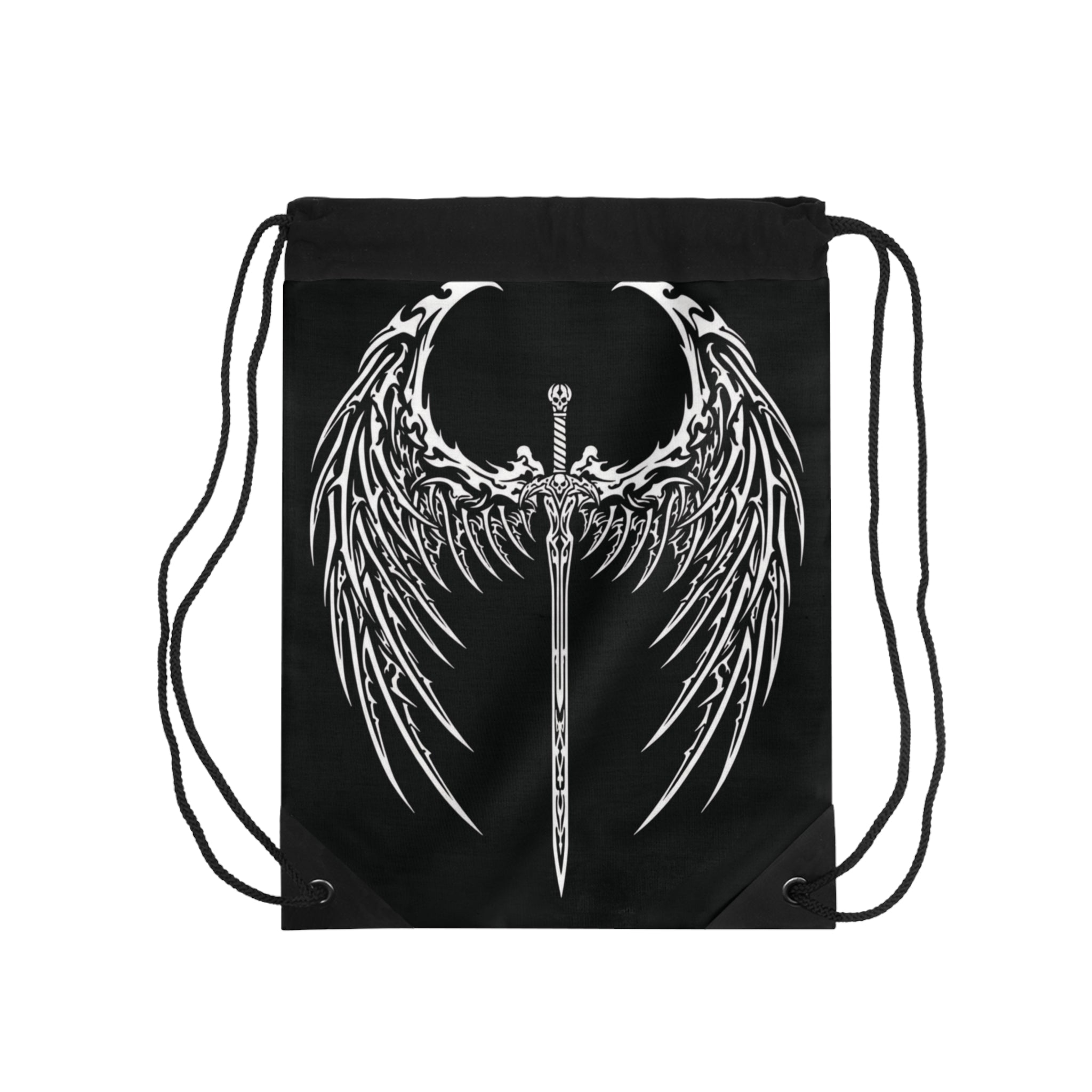 Gothic Sword & Wings Drawstring Bag — Dark Angel Gym & Travel Sack