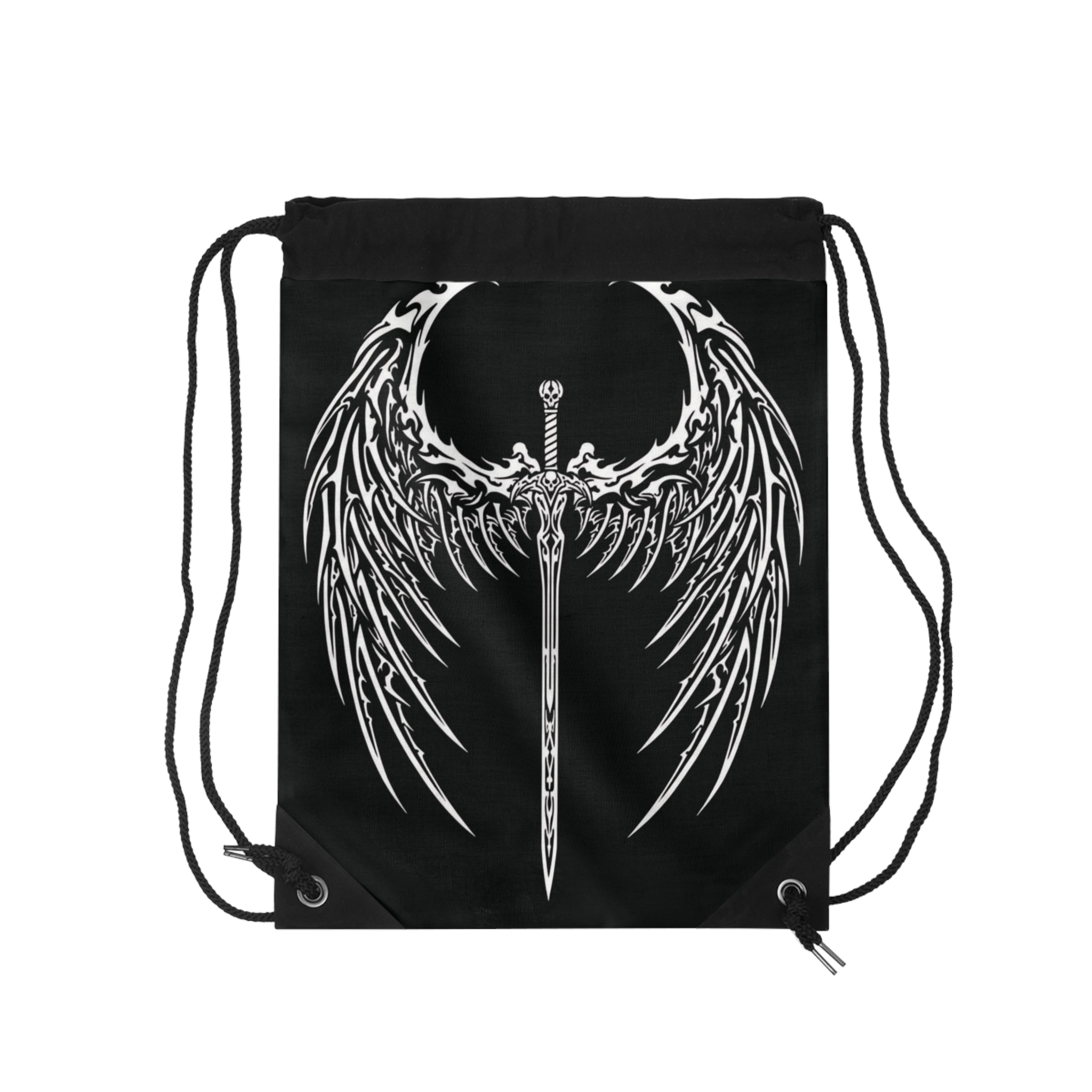 Gothic Sword & Wings Drawstring Bag — Dark Angel Gym & Travel Sack